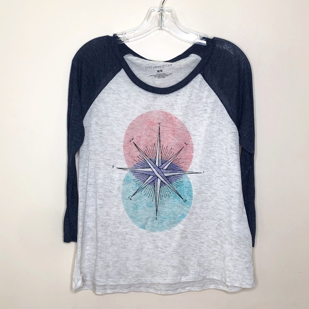 Aeropostale North Star Compass 3/4 baseball tee